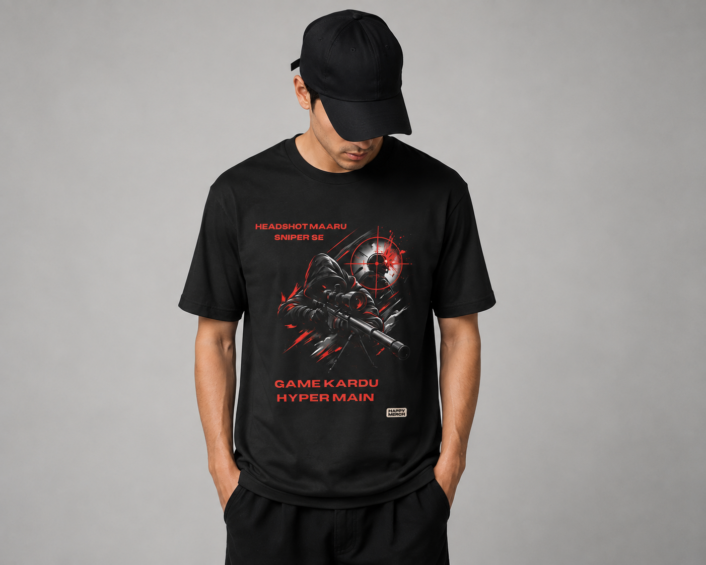 🎯 Headshot Maaru Sniper Se – Hyper Main Gaming T-Shirt