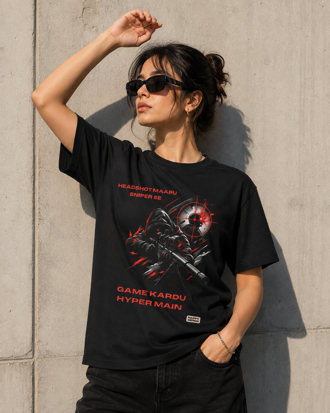🎯 Headshot Maaru Sniper Se – Hyper Main Gaming T-Shirt