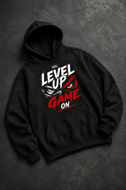 Level Up Game On Oversized Gaming Hoodie | 260 GSM Terry Cotton Blend