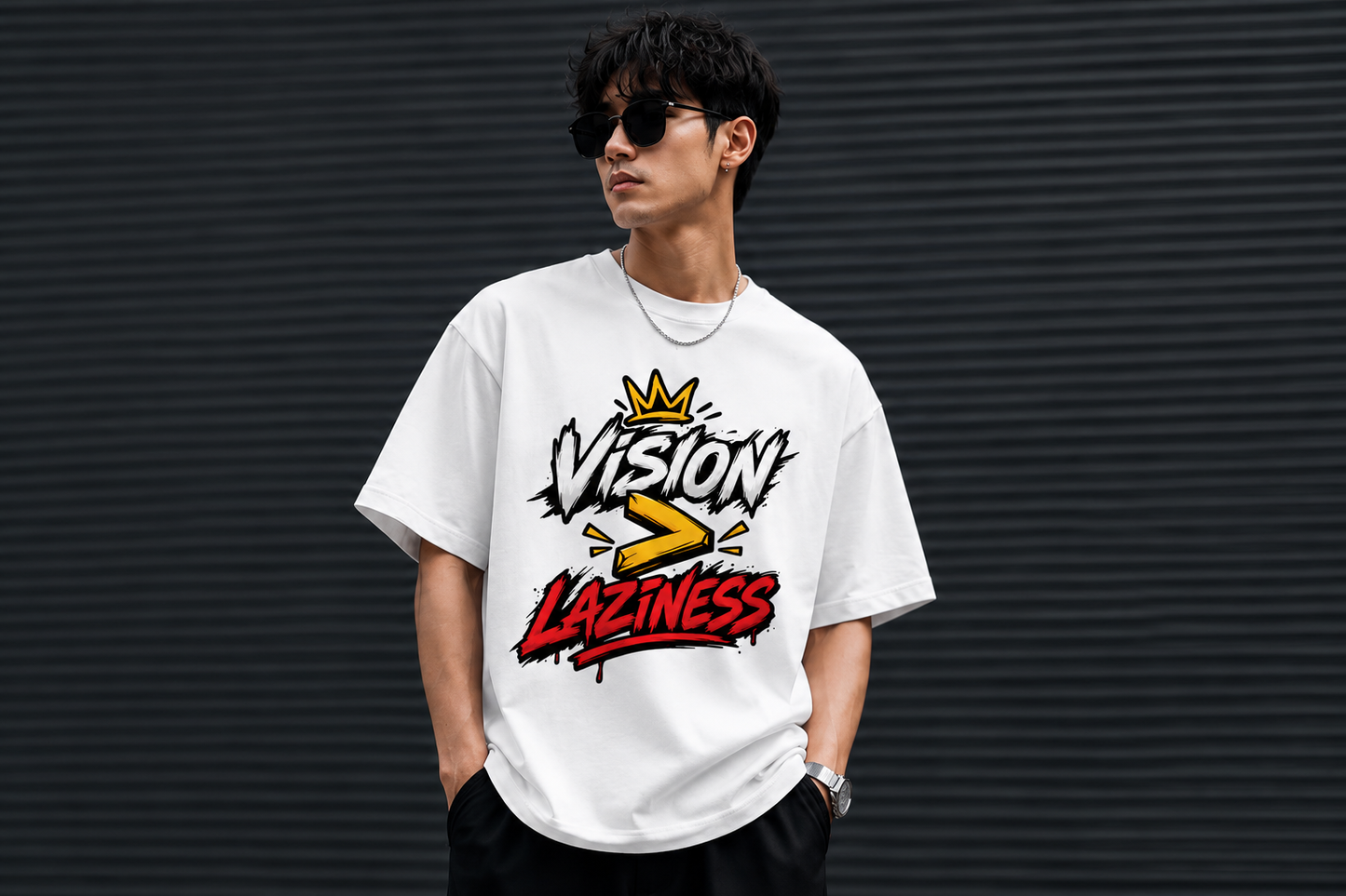 Vision > Laziness — Premium Streetwear Graphic T-Shirt