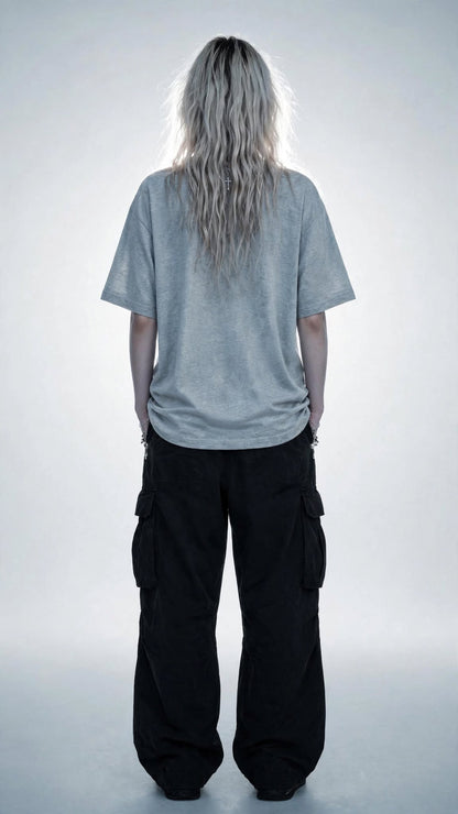 SYSTEM ERROR Graphic T-Shirt – Grey Melange | Unisex Oversized Streetwear