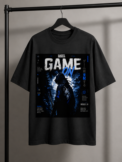 Unisex Oversized Classic T-ShirtGame On Oversized Graphic T-Shirt – Blue And Black Gaming Edition