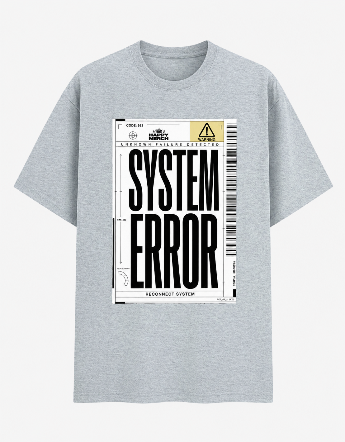 SYSTEM ERROR Graphic T-Shirt – Grey Melange | Unisex Oversized Streetwear