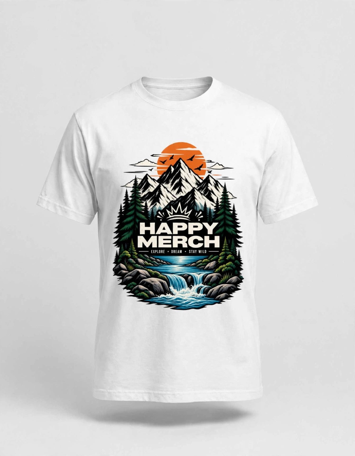 Happy Merch Mountain Adventure Graphic T-Shirt – Unisex Outdoor Tee