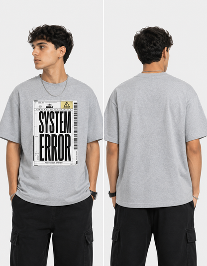 SYSTEM ERROR Graphic T-Shirt – Grey Melange | Unisex Oversized Streetwear