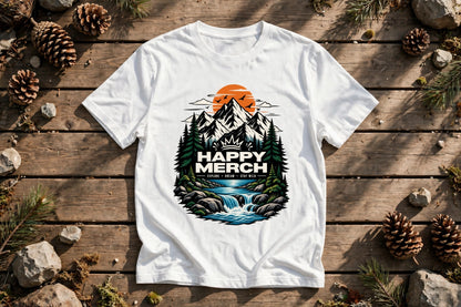 Happy Merch Mountain Adventure Graphic T-Shirt – Unisex Outdoor Tee