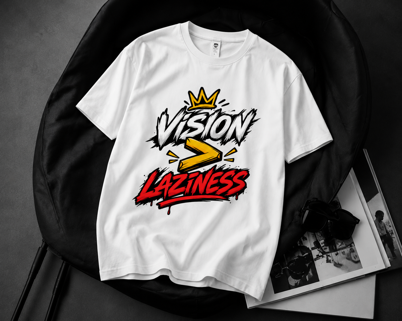 Vision > Laziness — Premium Streetwear Graphic T-Shirt