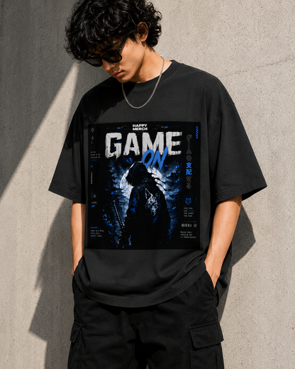 Unisex Oversized Classic T-ShirtGame On Oversized Graphic T-Shirt – Blue And Black Gaming Edition